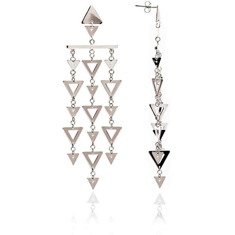 Dazzling Sterling Silver Statement Triangle Earrings